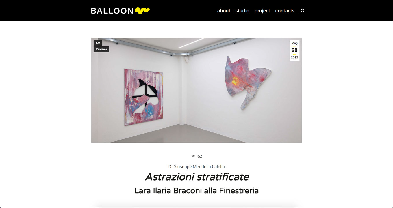 intervista a Lara Ilaria Braconi
Lara Braconi Pittura astratta: mostra personale "Muta nel vento" nella galleria Art Studio Finestreria a Milano